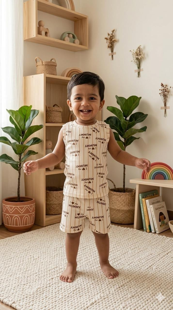 Mummy Sleeveless short set (1-3years)