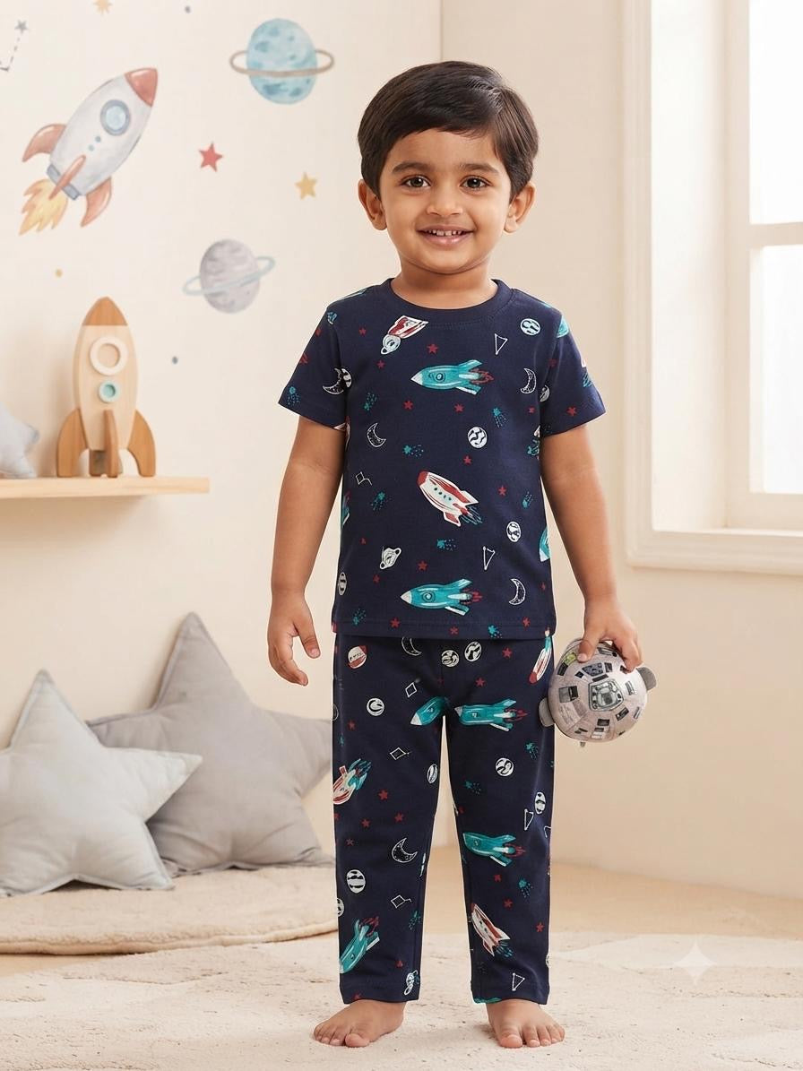 Rocket blue Top & bottom set (6 months-3 years )