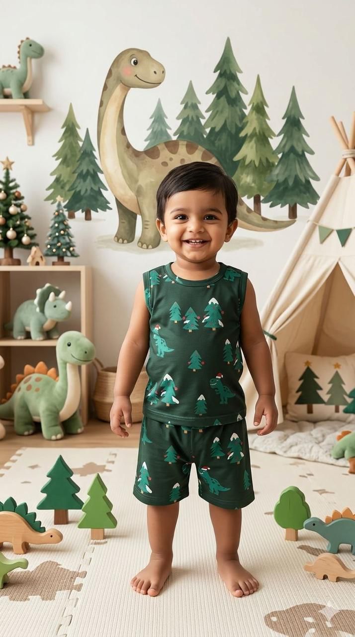 Green tree Sleeveless Short set (2-3 years)