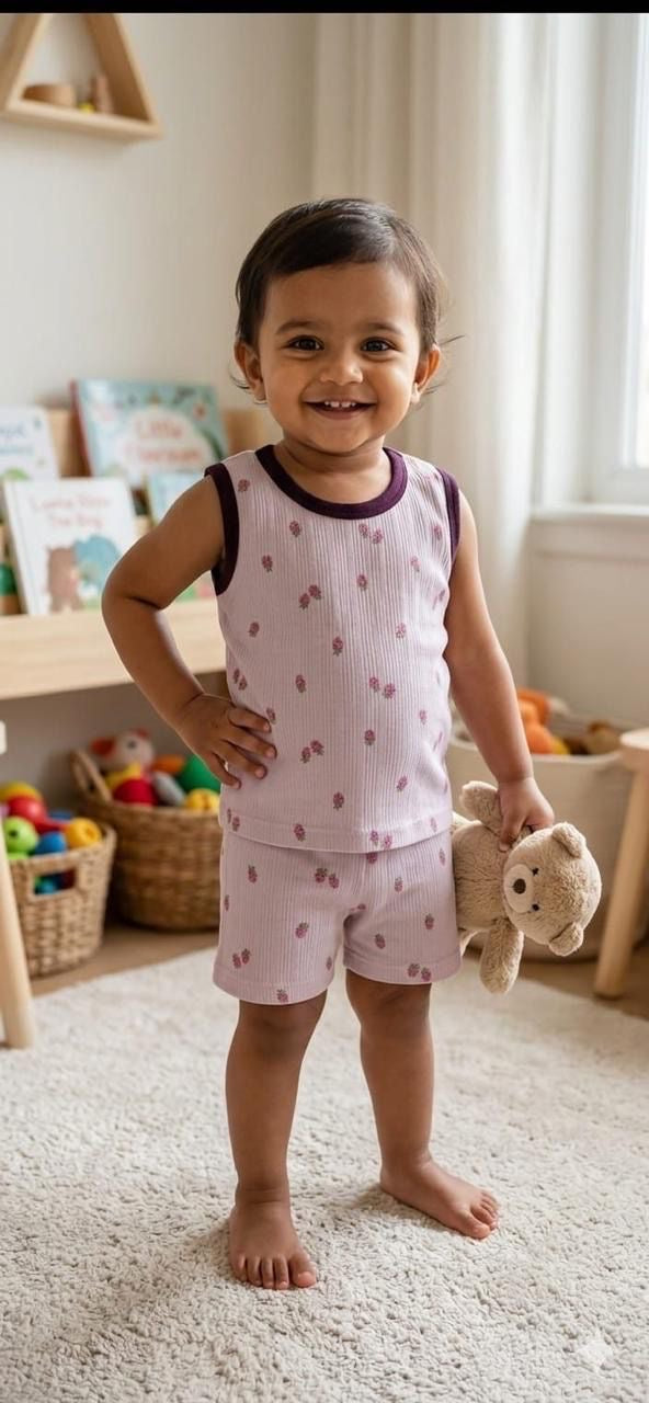 Light purple Sleeveless Short Set (1-3 year )