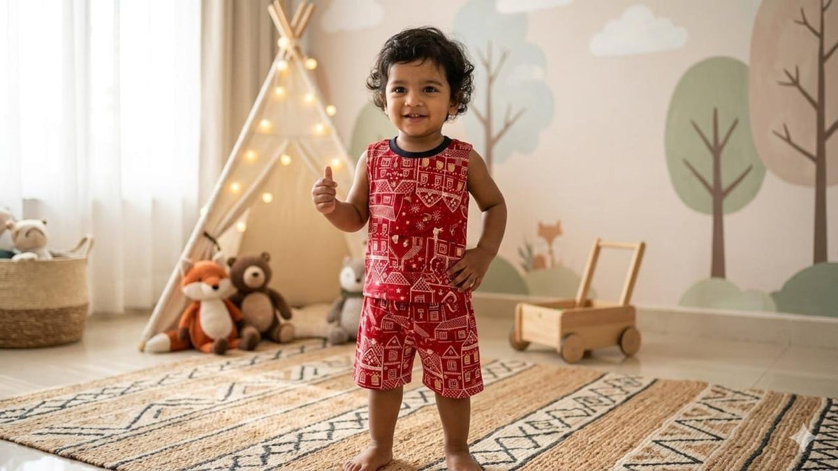 Red white Sleeveless Short Set (1-2 year )