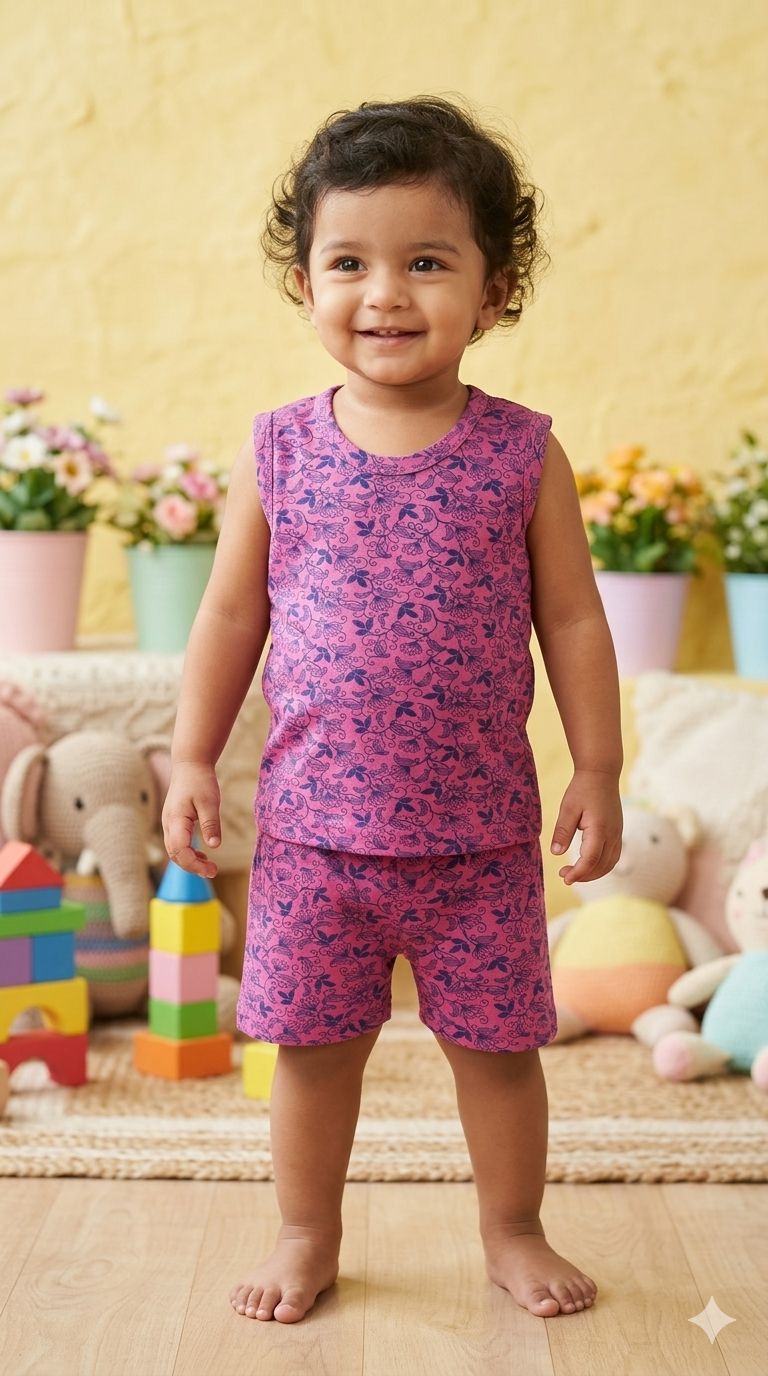 Blue pink Sleeveless Short set (1- 3 years)