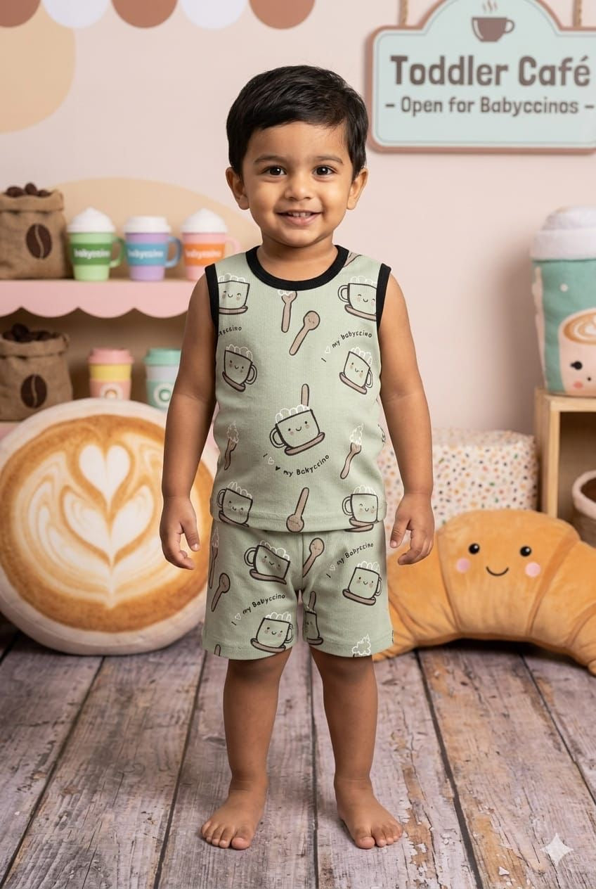 Breakfast sleeveless short set (1-3 years)
