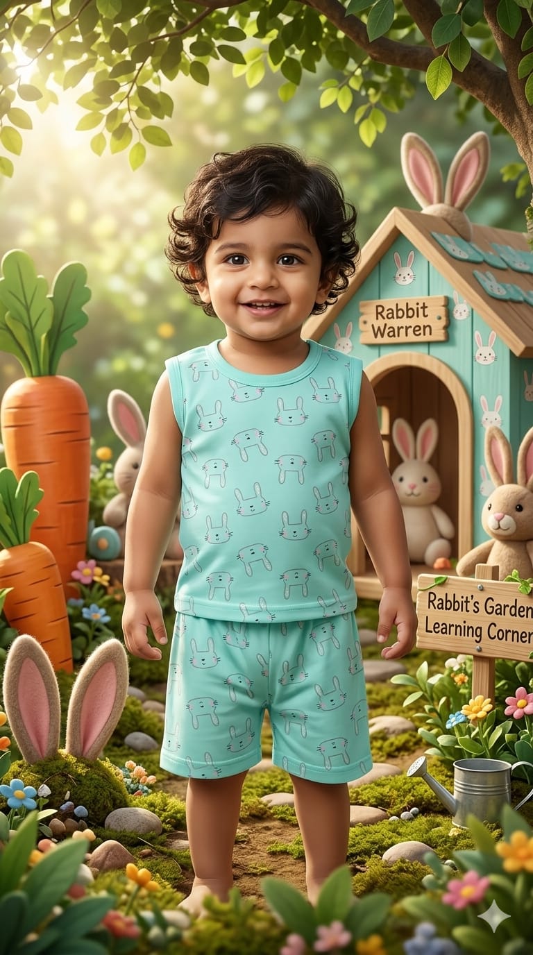 Blue kitty Sleeveless short set (1-3years)