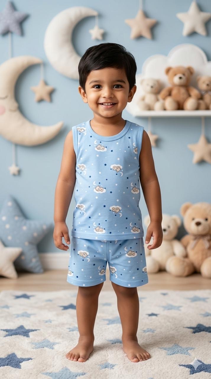 Clouds Sleeveless Short set (1- 3 years)