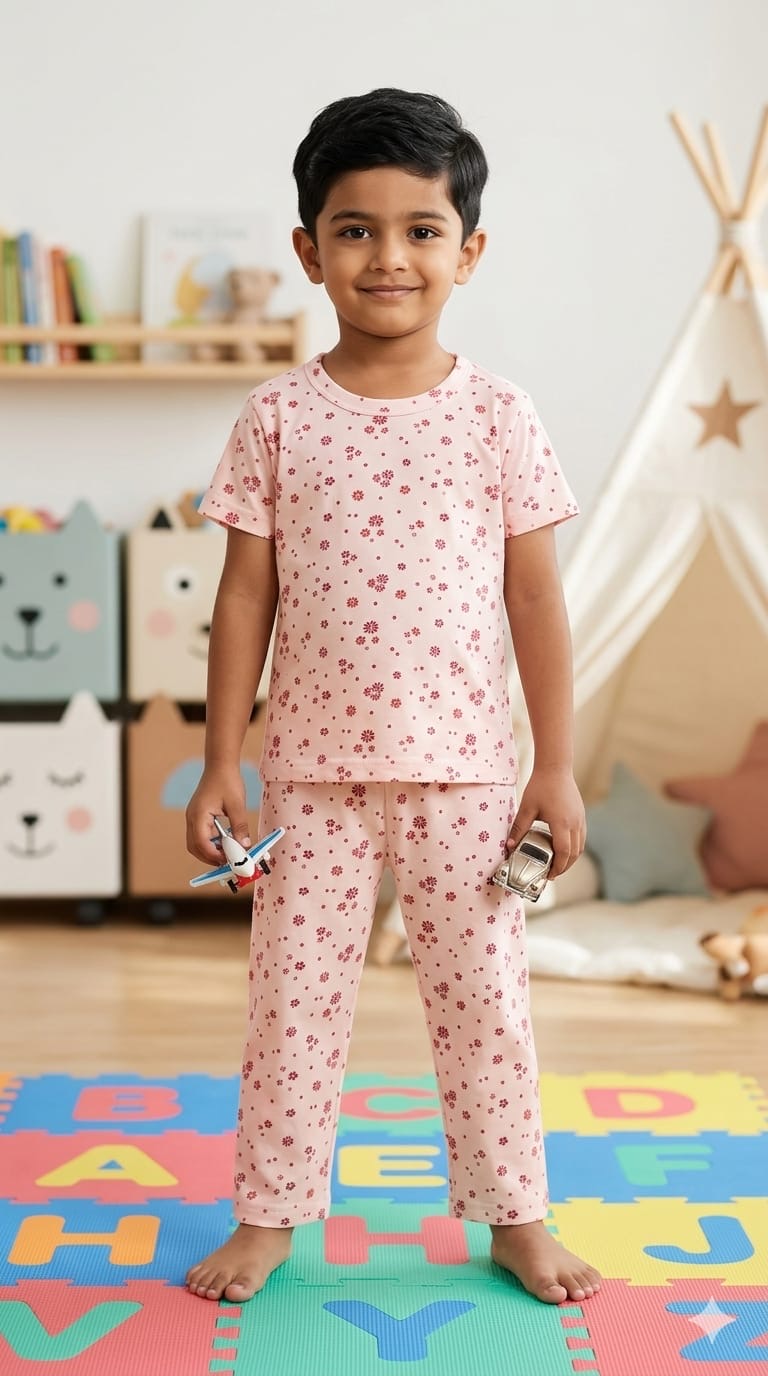 Pink print Top & bottom set (1- 3 years)