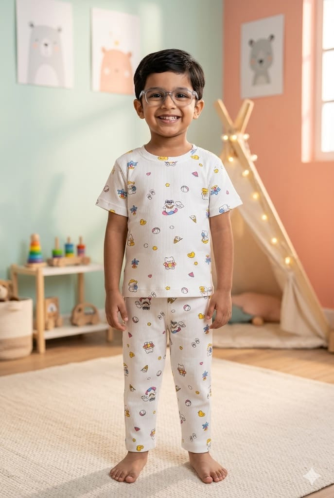 White world ribbed Coord set (1-6 years )Code:SA