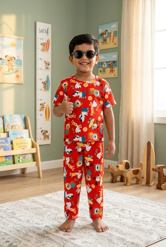 Red Ribbed Coord  set (1-6 years )Code:SA
