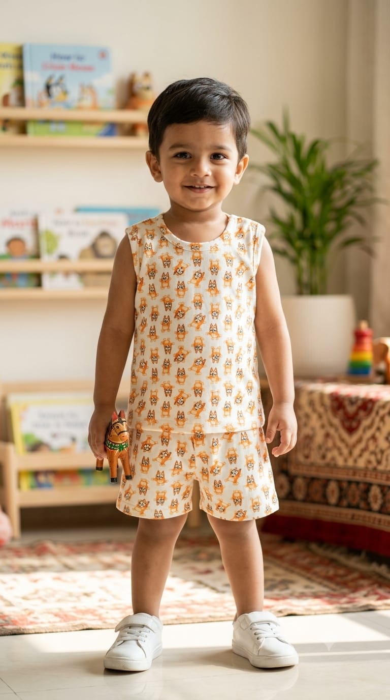 Kitty Sleeveless Short set (1-3 year)
