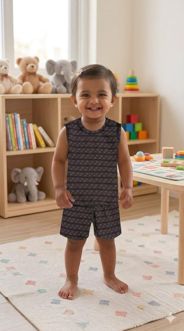 Black brown  Sleeveless Short set (2-3 years)