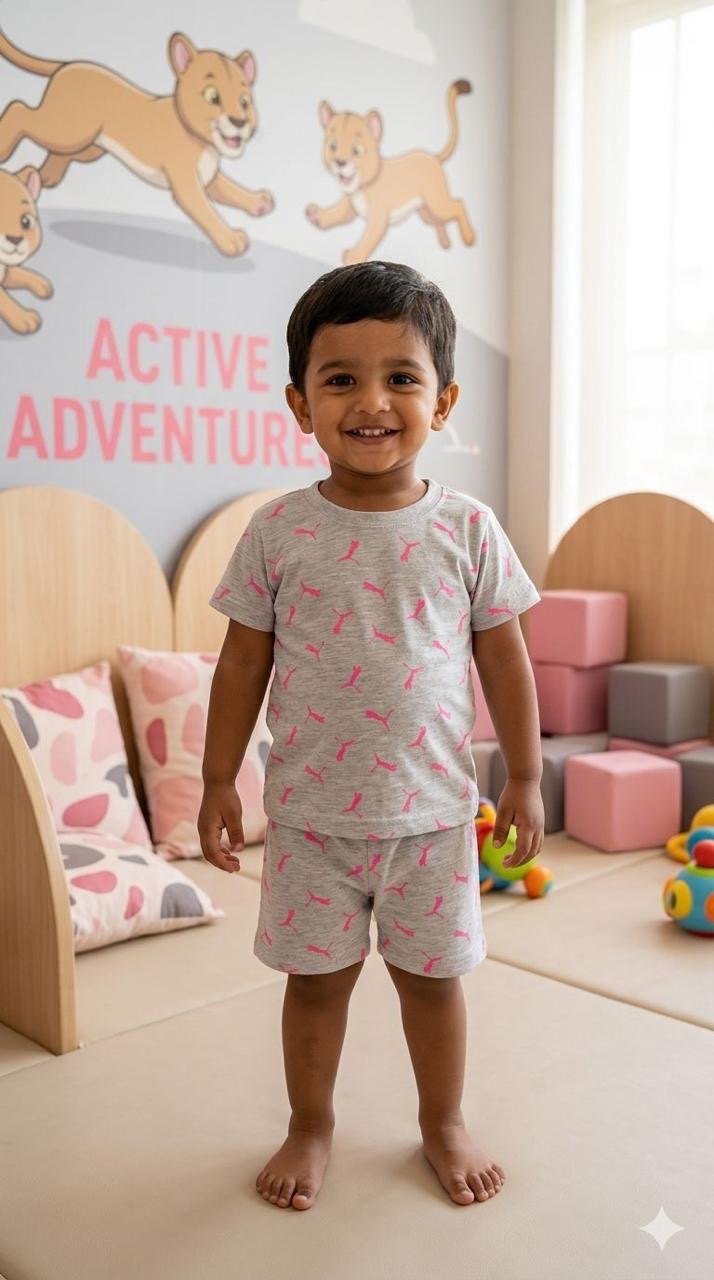 Pink grey  Short set (1-2 year)