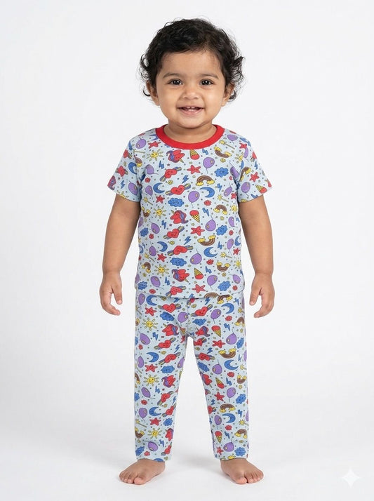 Moon & stars  Top & bottom set (6 months- 3 years)