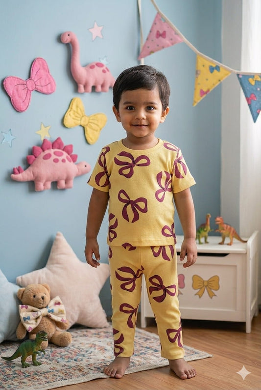 Purple yellow Ribbed Coord  set (1-6 years )Code:SA