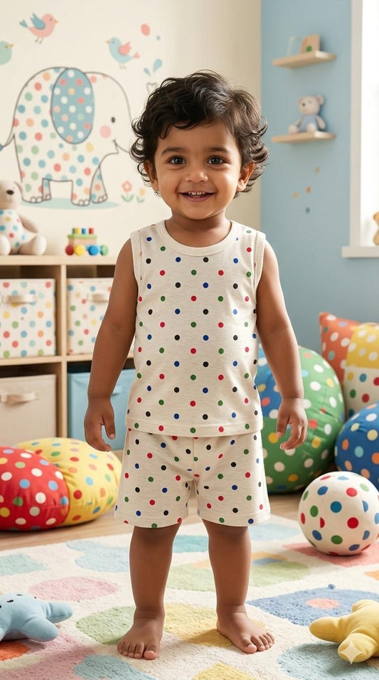Dots  Sleeveless Short set (1- 3 years)