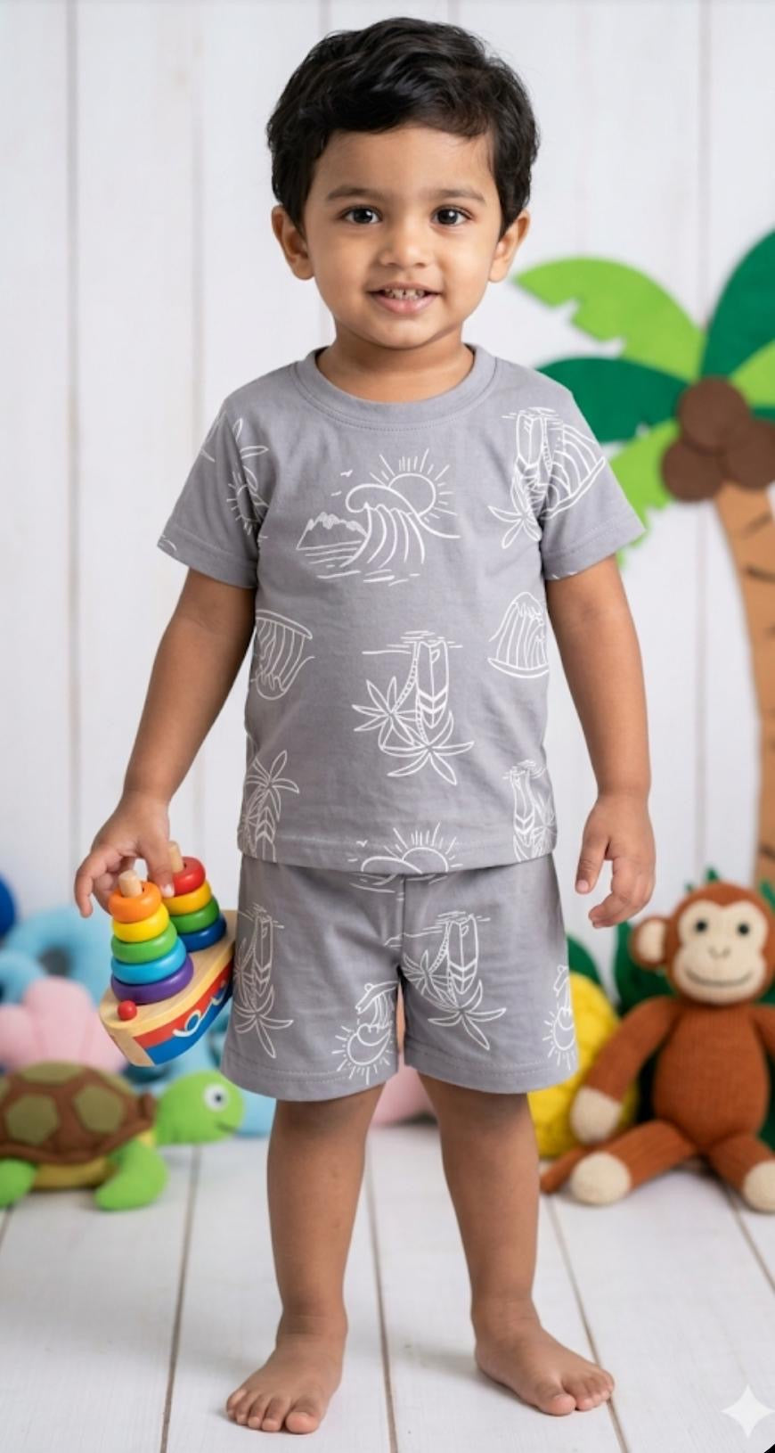 Grey white Short  set (1-3 years)