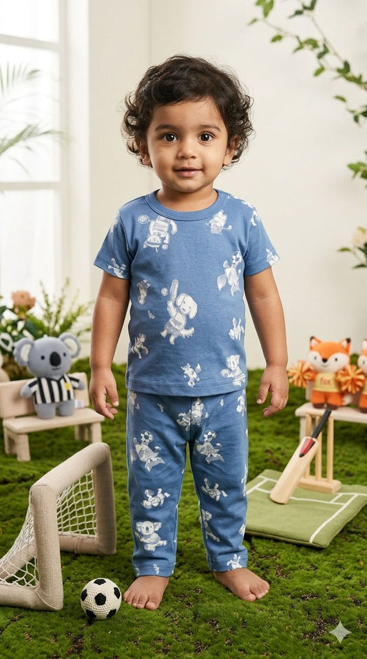 Blue white Top & bottom  set (6 months- 3 years)