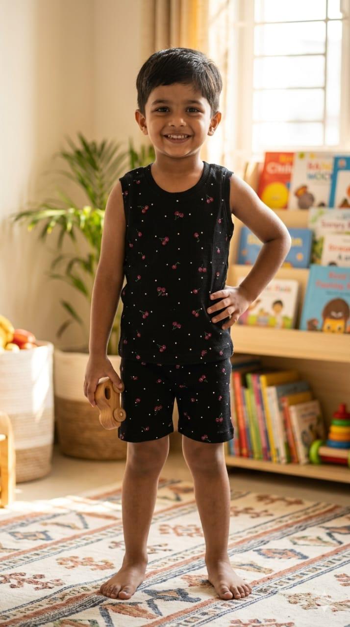 Sleeveless Ribbed Short  set (1-6 years )Code:SA