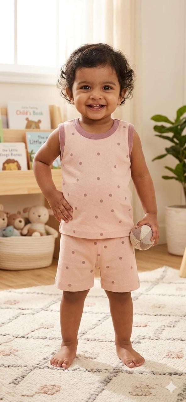Pink Sleeveless Short  Set (1-2 year )