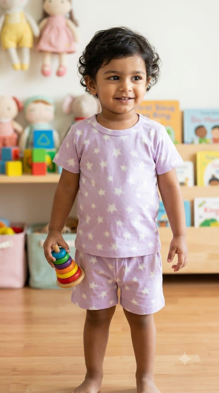 Purple white Short set (1-3 year)