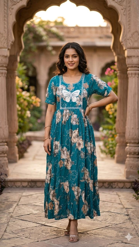 Blue Embroidery maternity wear (M -XXL)