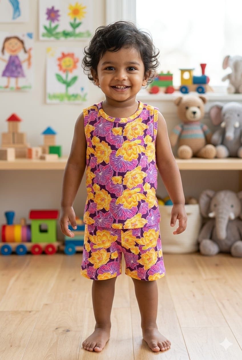 Yellow pink short set (6 months-4 years) Code:As