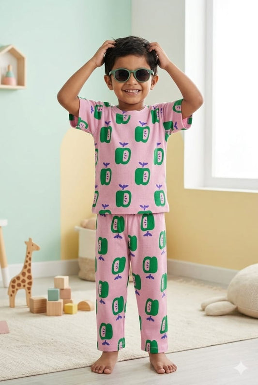 Apple ribbed Coord  set (1-6 years )Code:SA