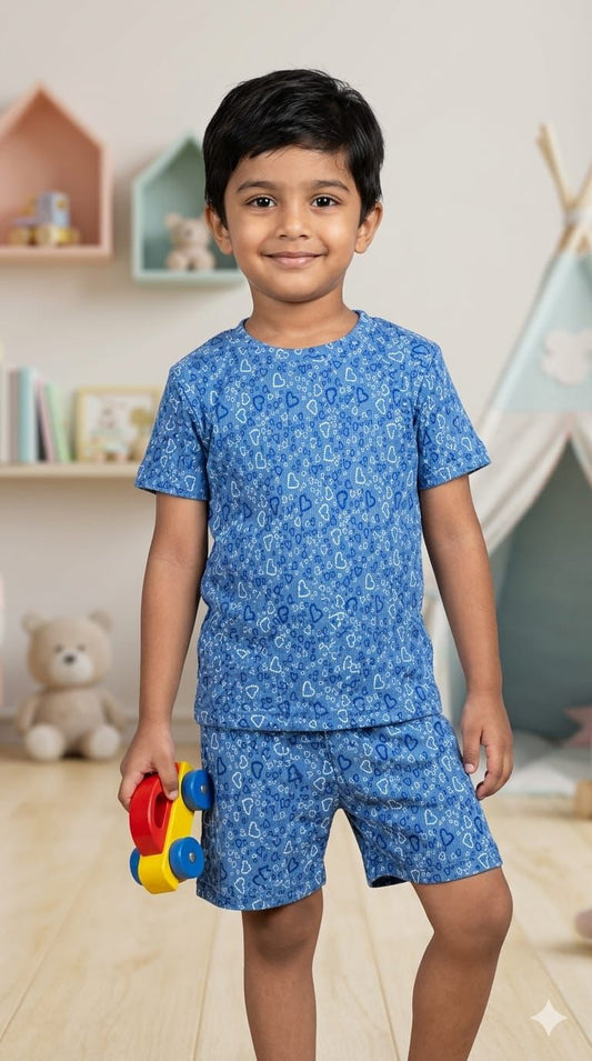 Blue hearts    Ribbed Short  set (1-6 years )Code:SA