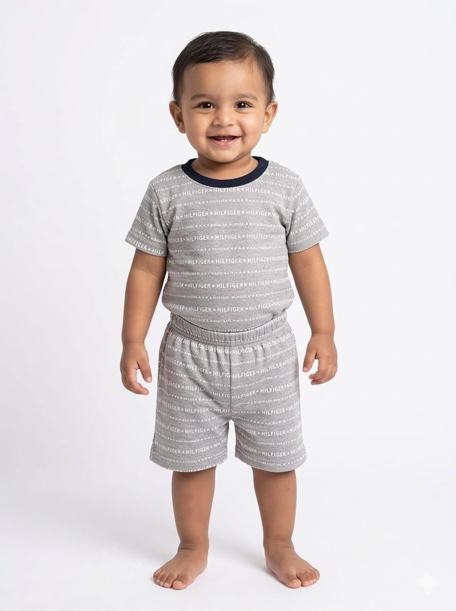 White grey  short set (6 months-3 years)