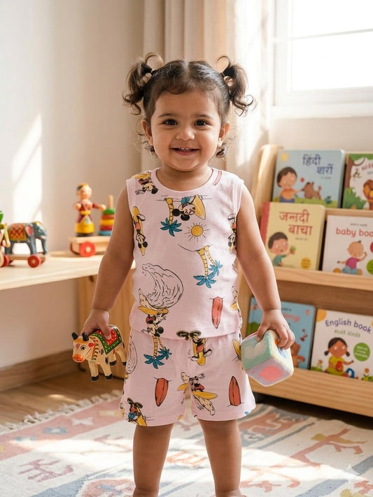 Mickey Sleeveless Ribbed Short  set (1-6 years )Code:SA