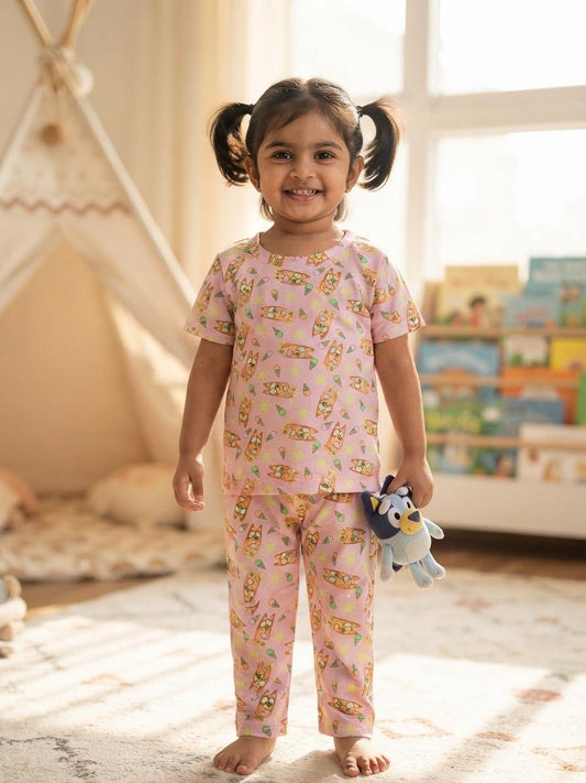 Friends pink Top & bottom set (6 months -3 years )