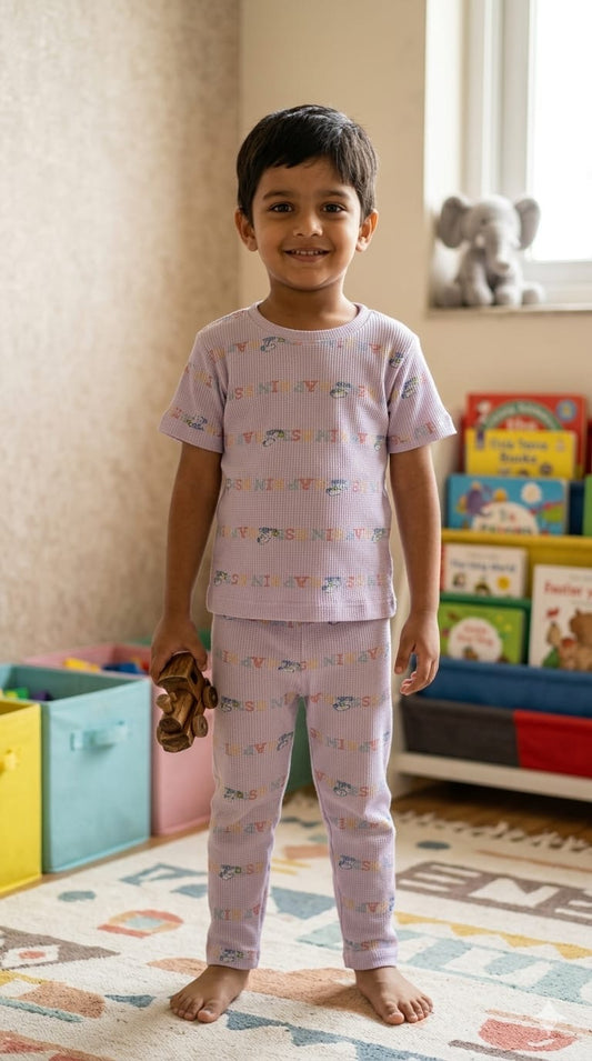 Colourful alphabet ribbed Coord  set (1-6 years )Code:SA