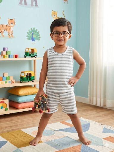 Grey white Short set (6-12 months)