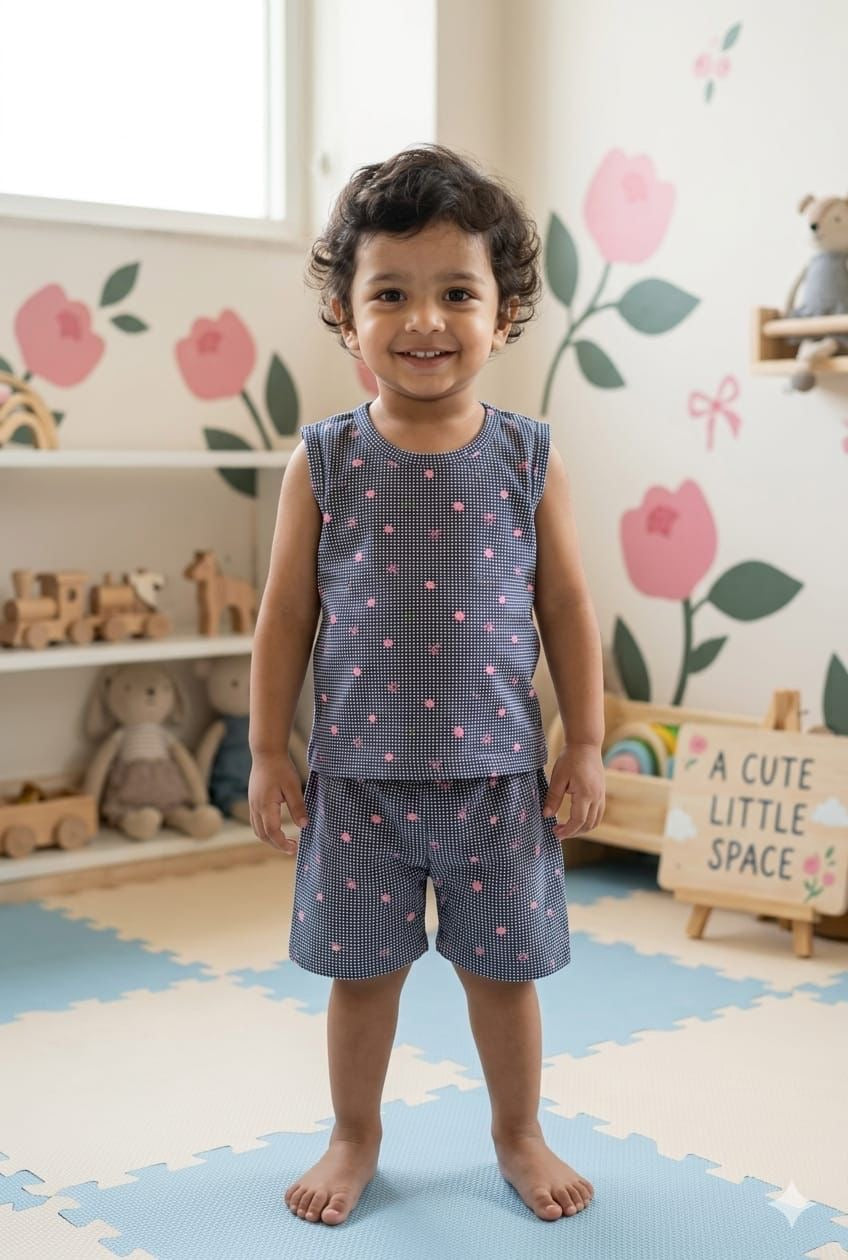 Blue pink  Sleeveless Short set (6 months- 3 years)