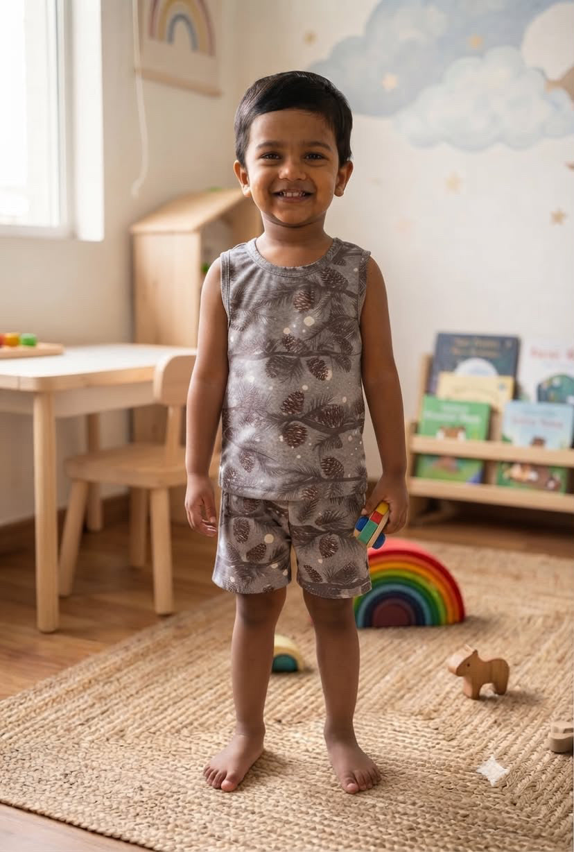 Leaves sleeveless Short set (3-5 years)