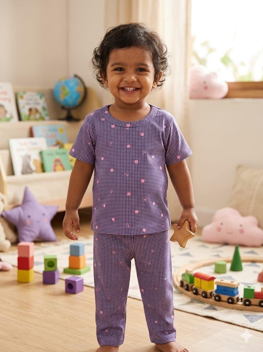 Purple pink  Top & bottom set (1-3 year)