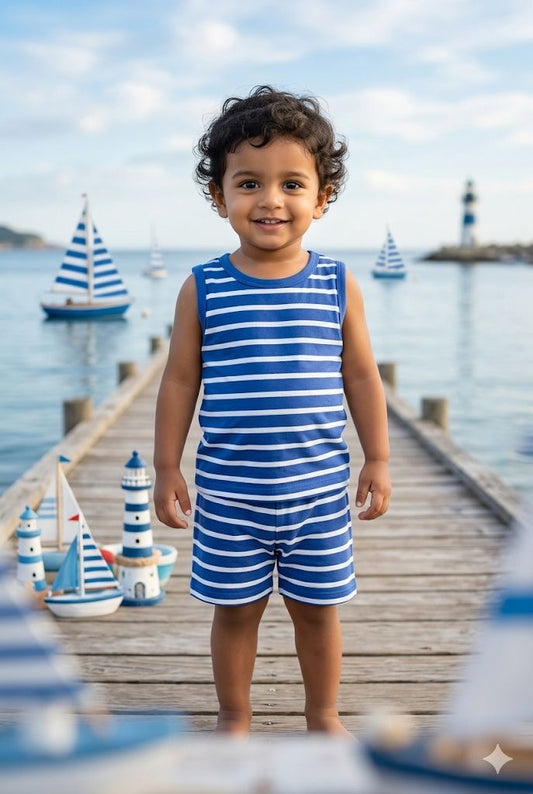 Stripes short set Codeas  (6 months- 4 years)