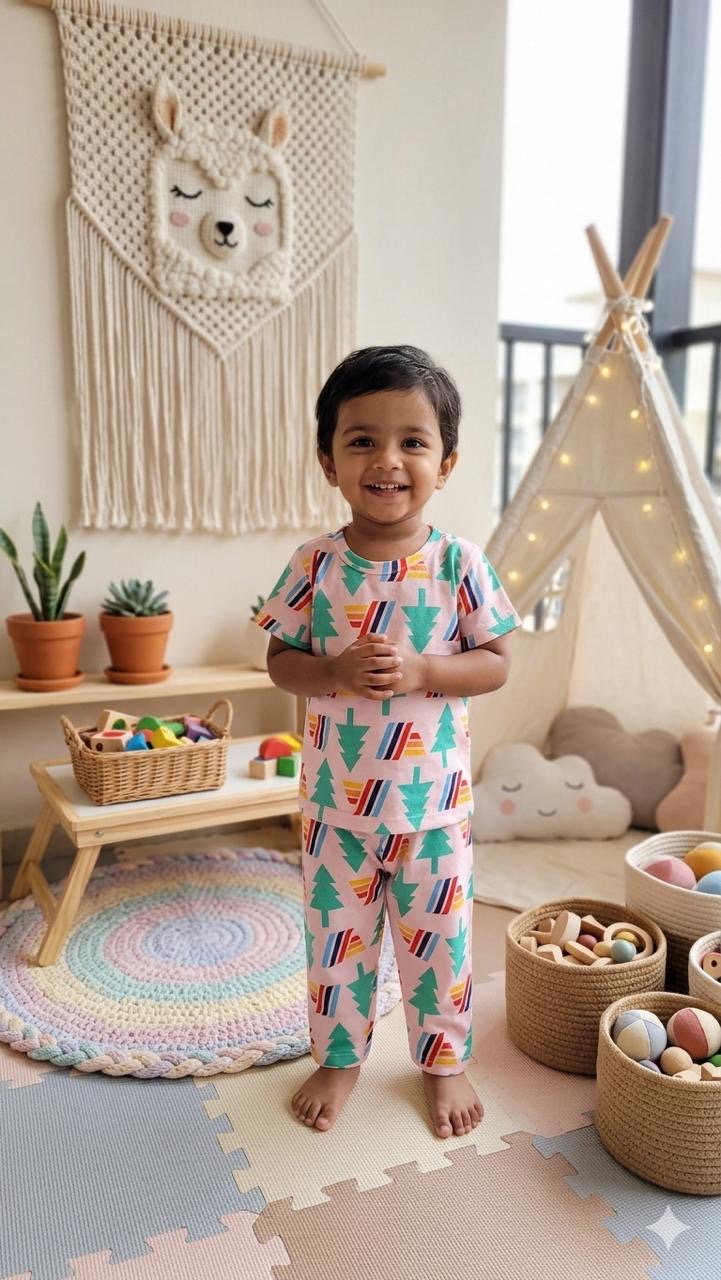 Colourful tree Top & bottom  set (6 months-3 years)