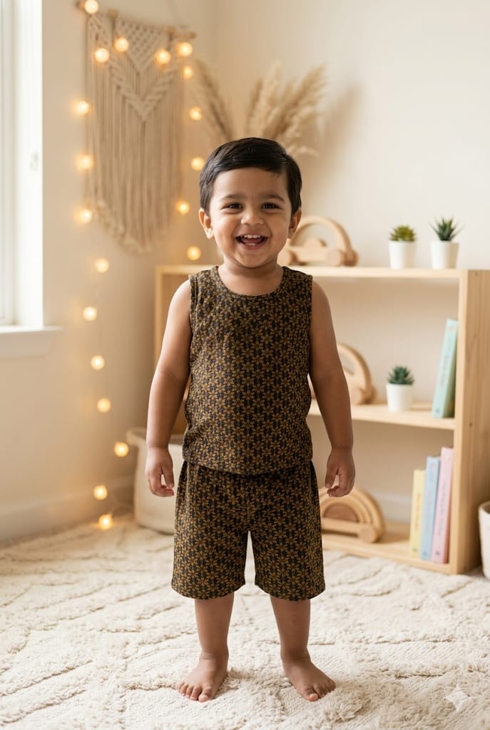 Brown black short set (6 month-4 years) CodeAs