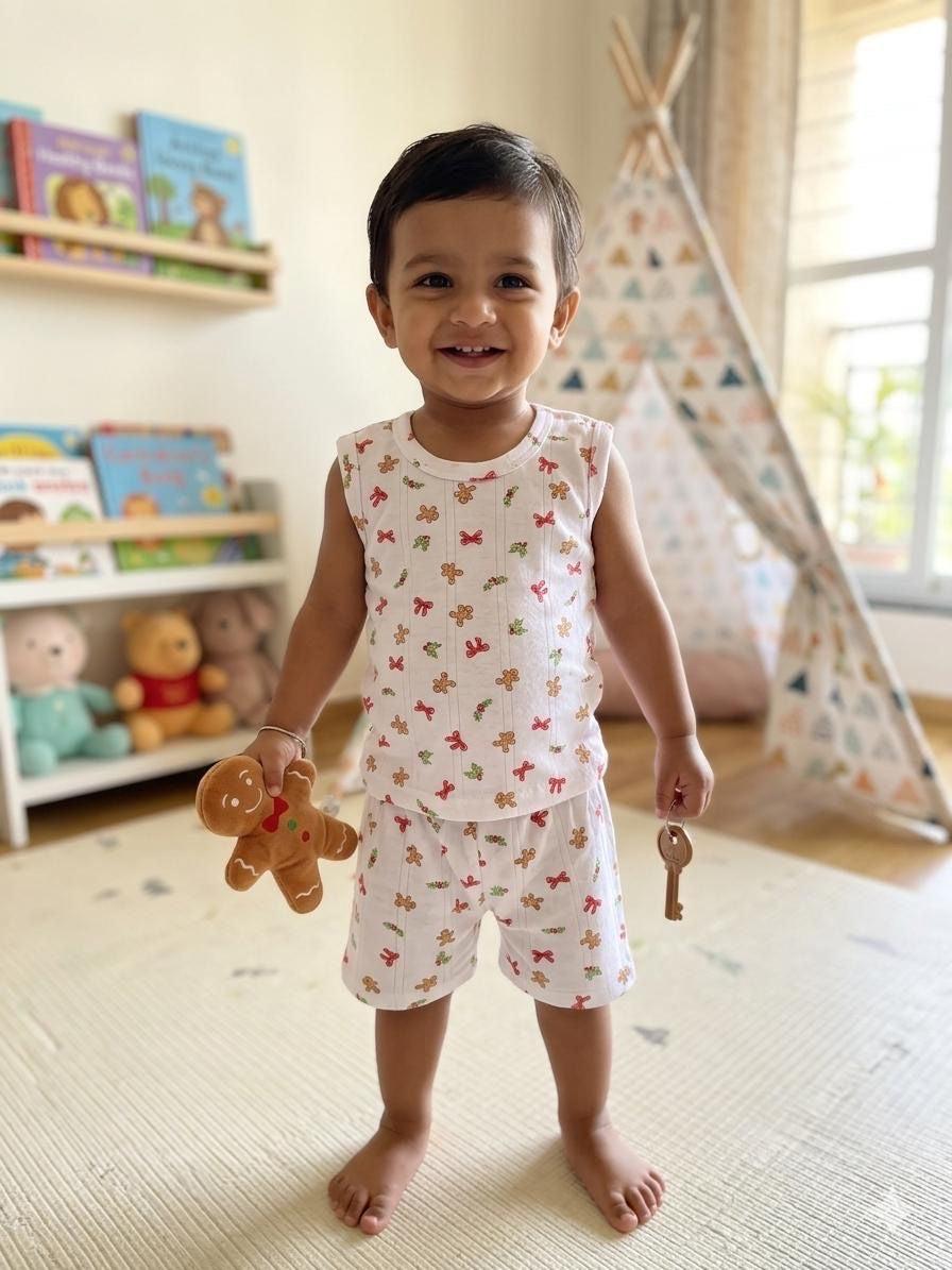 Bow Sleeveless short set (1-3years)