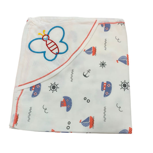 Butterfly muslin hooded towel(70*70)