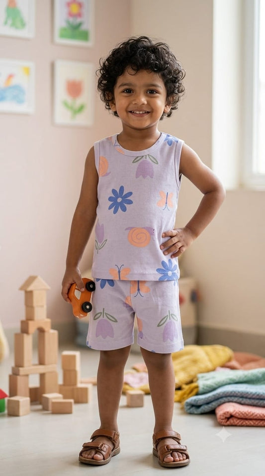 Purple Sleeveless Short set (1- 3 years)