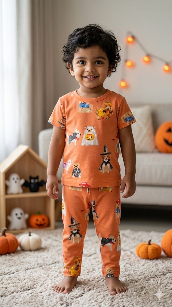 Orange  Top & bottom  set (6 months-3 years)