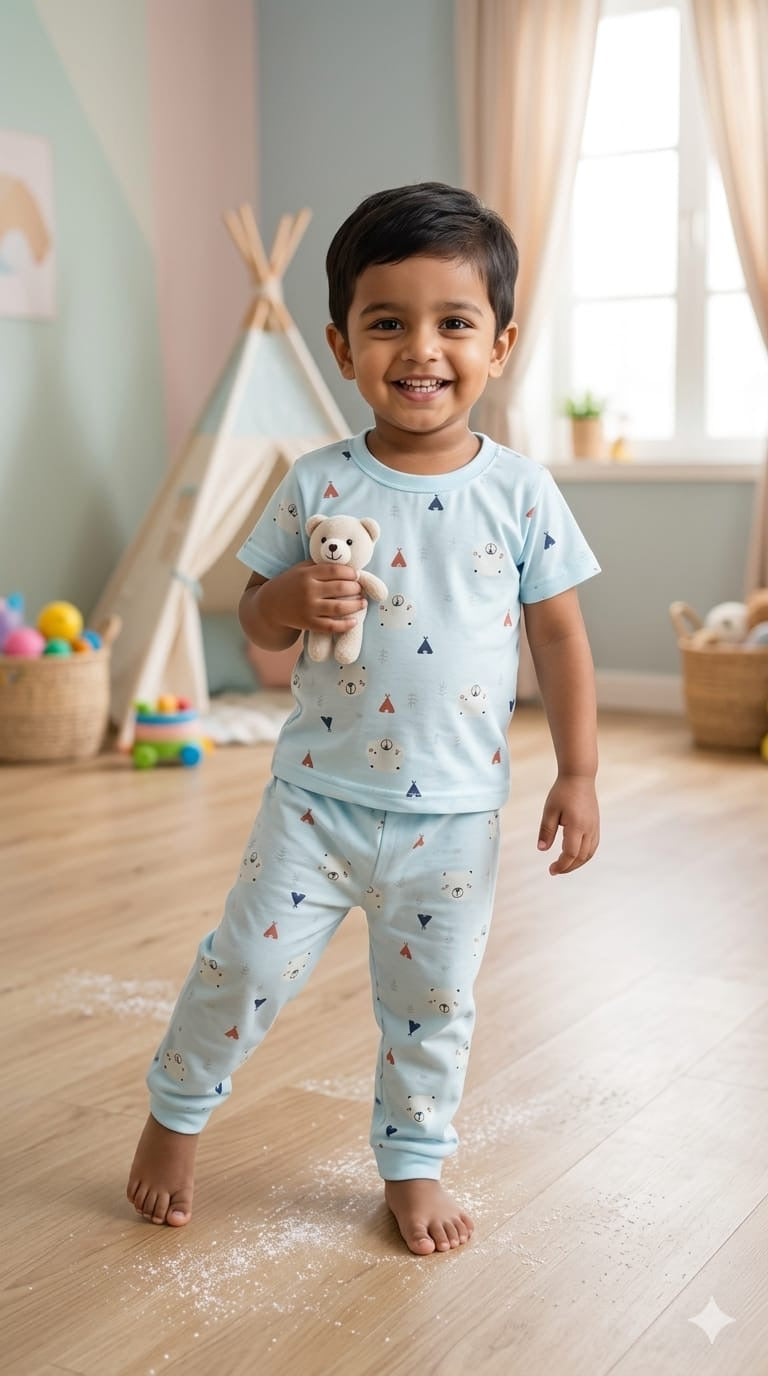 Sky blue Top & bottom  set (6 months-3 years)