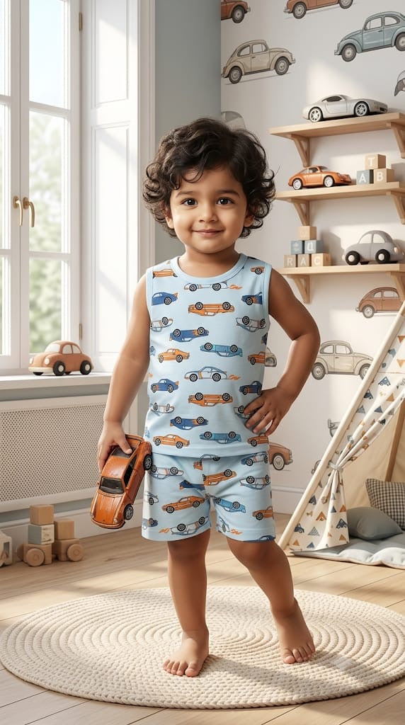 Cars  Sleeveless Short set (1- 3 years)