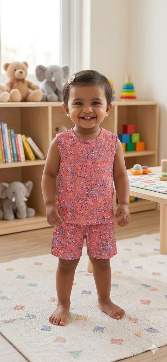 Mini colourful Sleeveless Short set (6 months- 3 years)