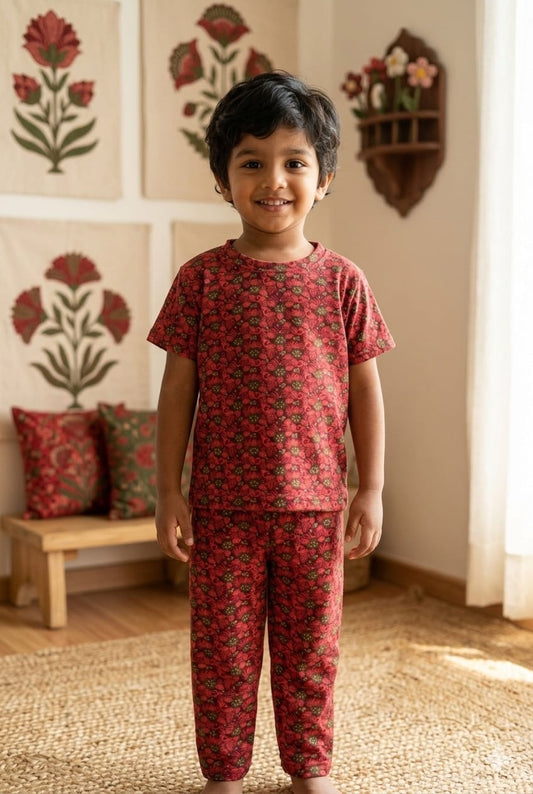 Maroon red Top & Bottom set (1- 3 years)