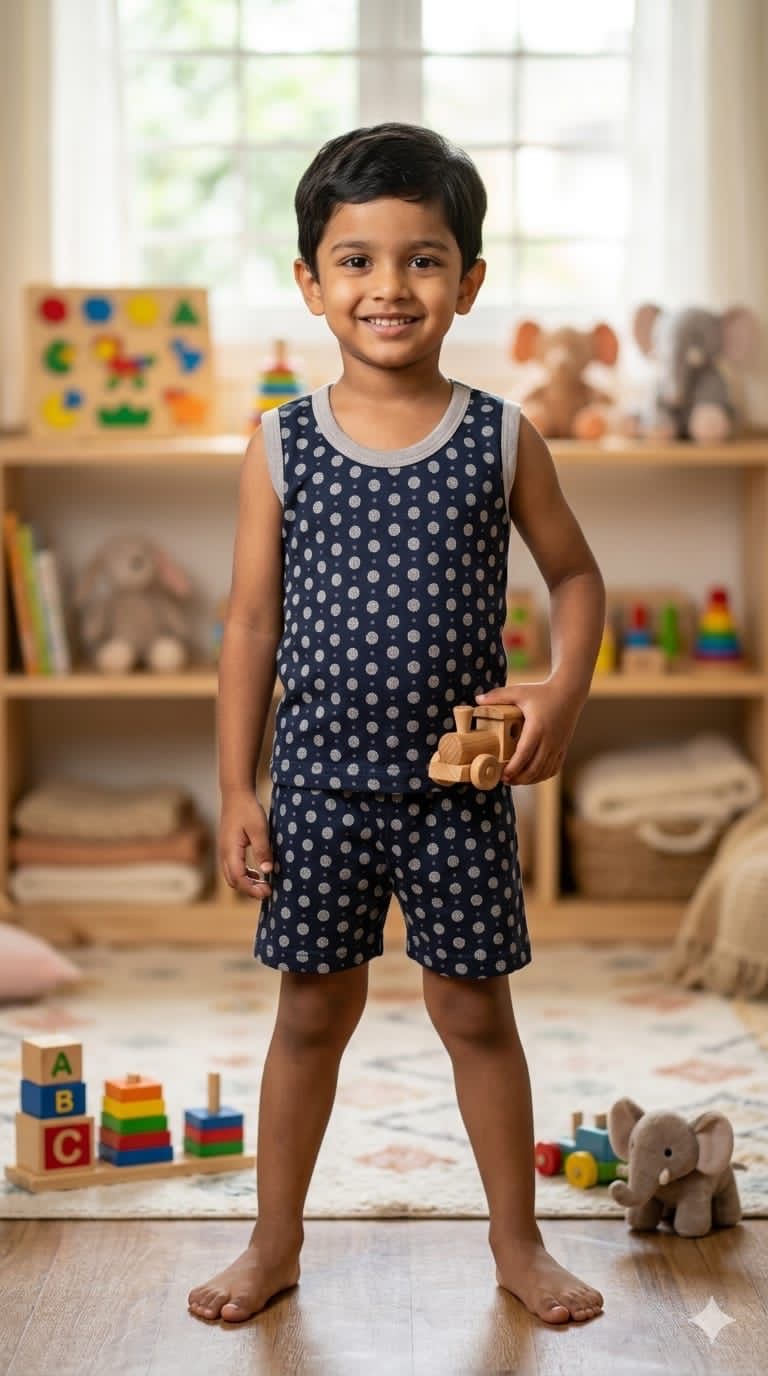 Blue grey   sleeveless short set (6 months-3 years)