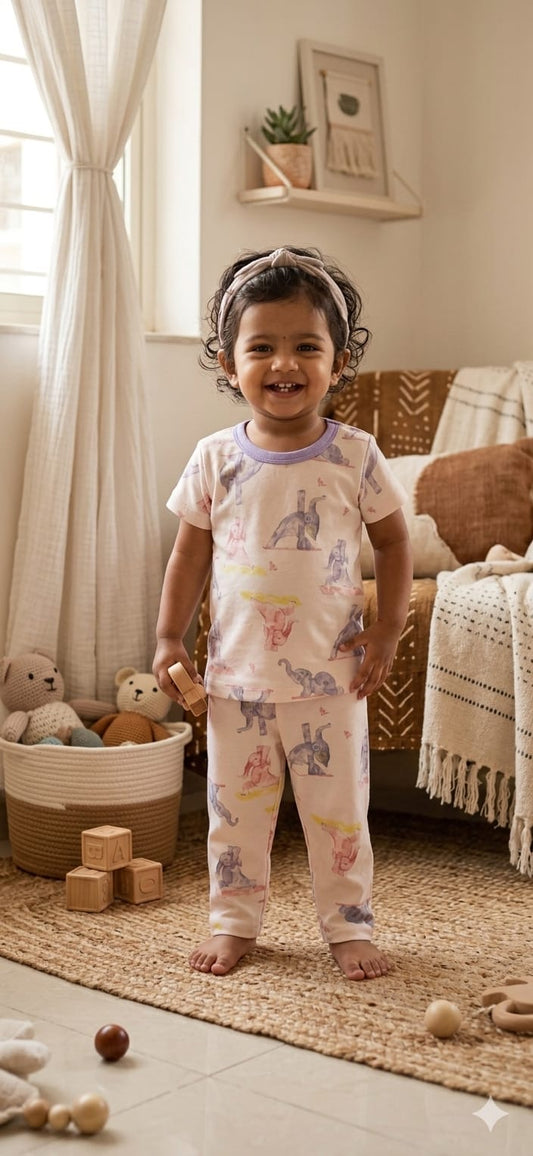 Dino purple  Top & bottom set (6 months- 3 years)