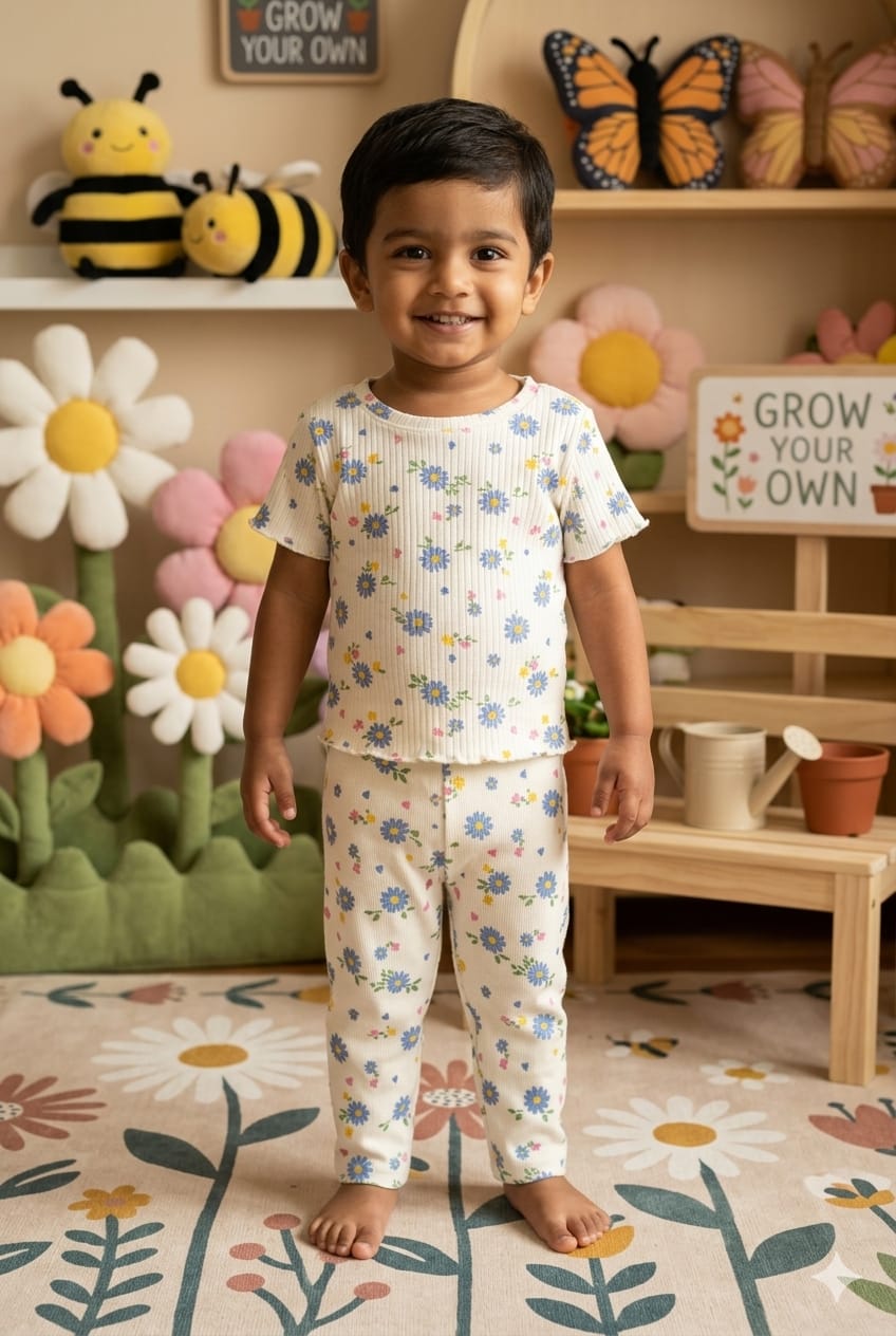 Floral   ribbed Coord  set (1-6 years )Code:SA