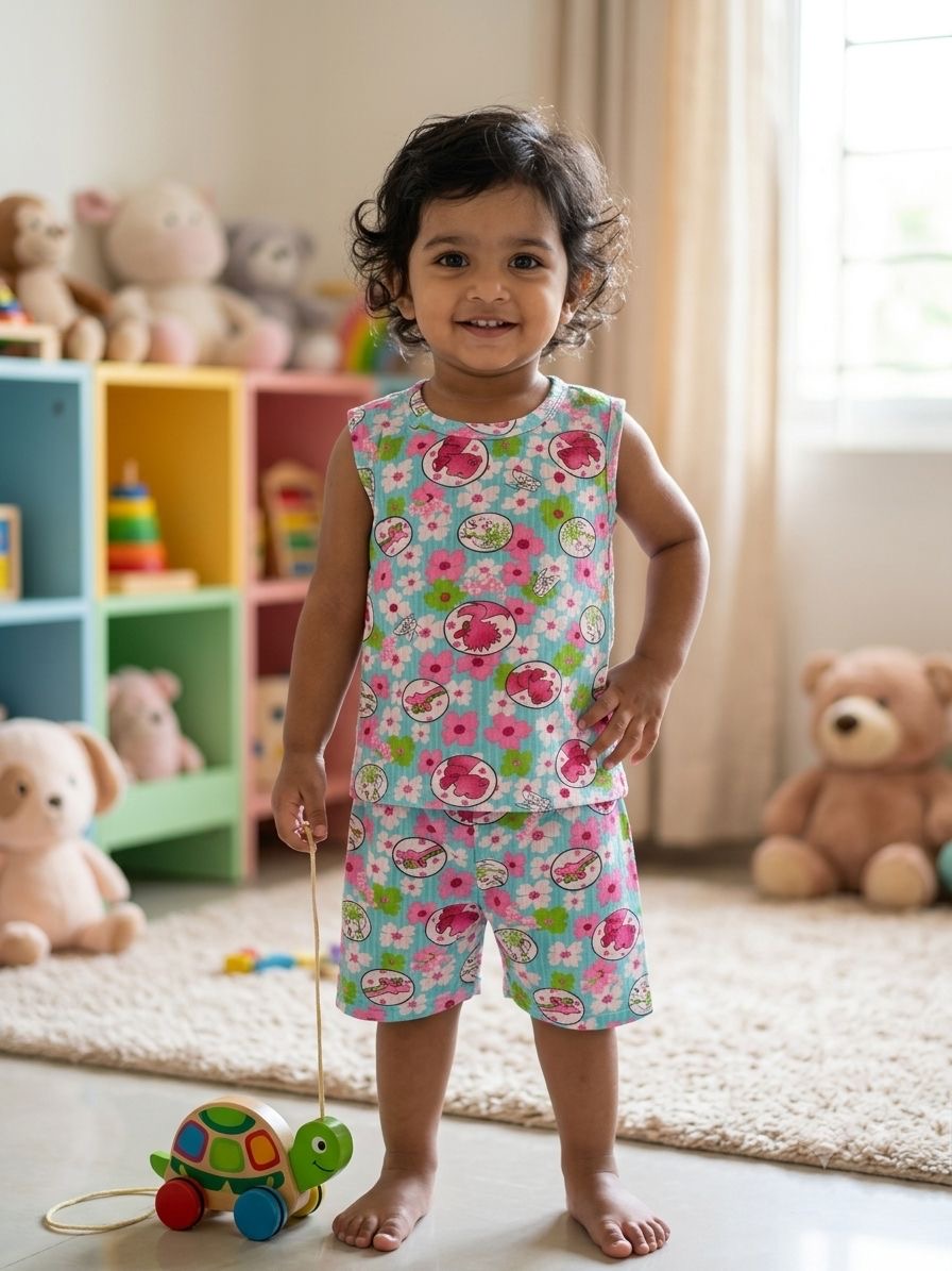 Pink blue  short set (6 months -3years) CodeAs